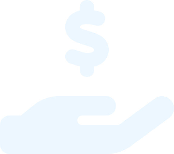 logo of hand with a dollar sign above it